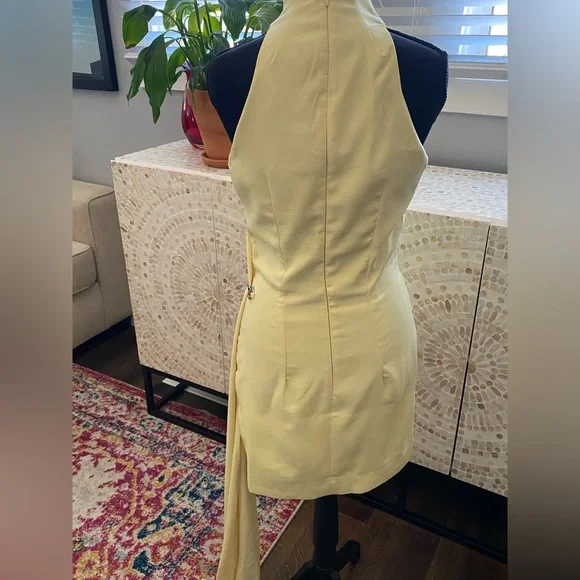 Elegant Yellow Halter Dress - Picture 3 of 10